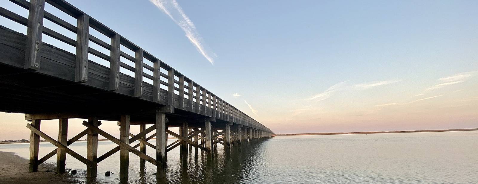 The Powder Point Bridge stretching across Duxbury Bay