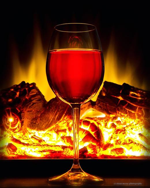 Red wine by the fire