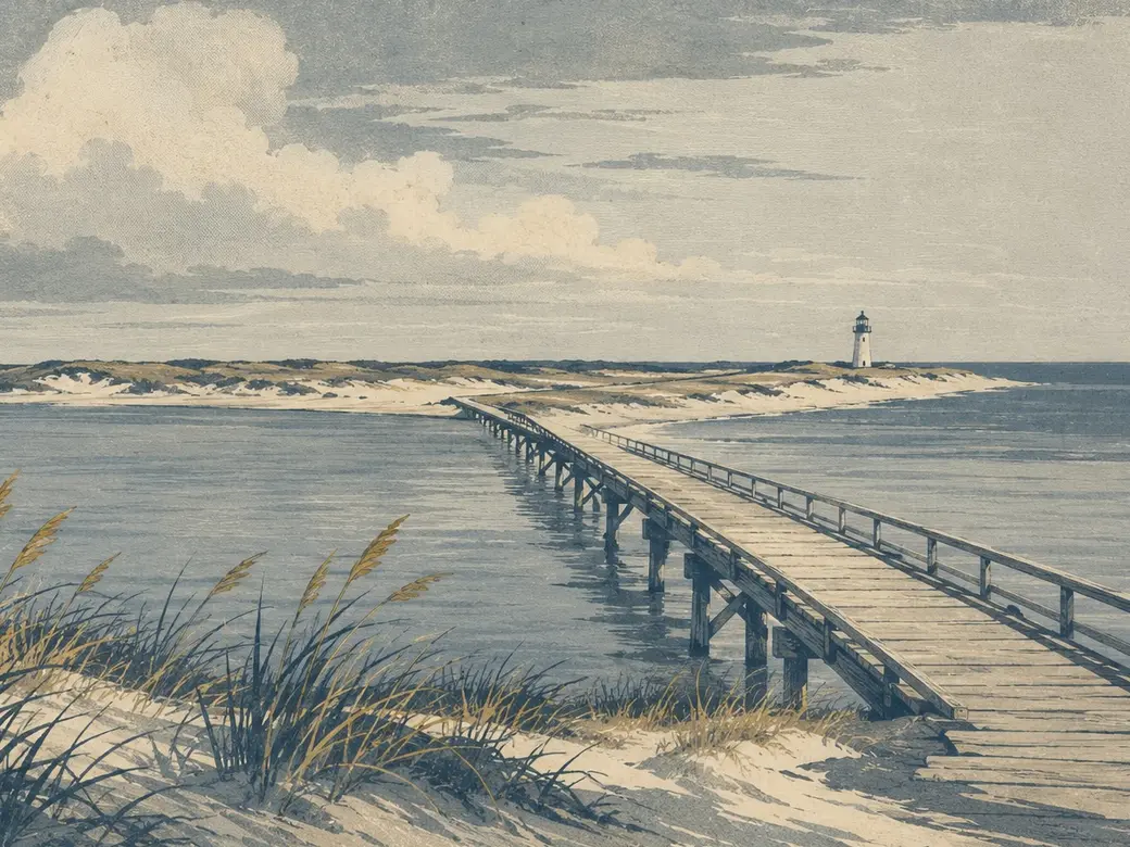 Illustration of the boardwalk path to Duxbury Beach