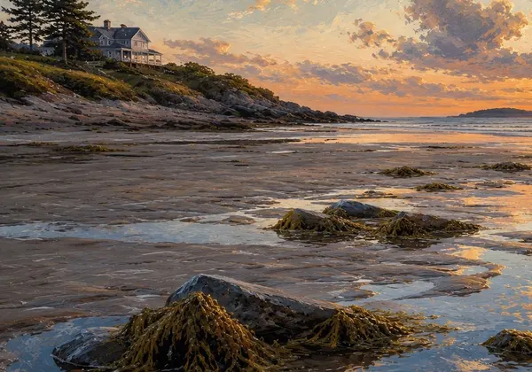 Painting of the Duxbury bay flats at low water