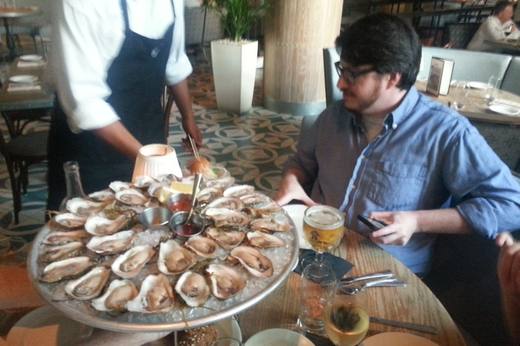 Freshly shucked oysters on the half shell