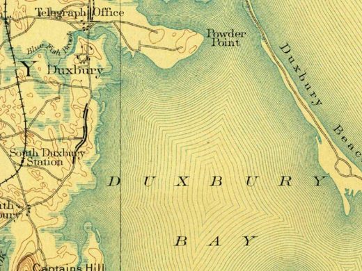 Detail of the 1893 USGS survey map of Duxbury Bay