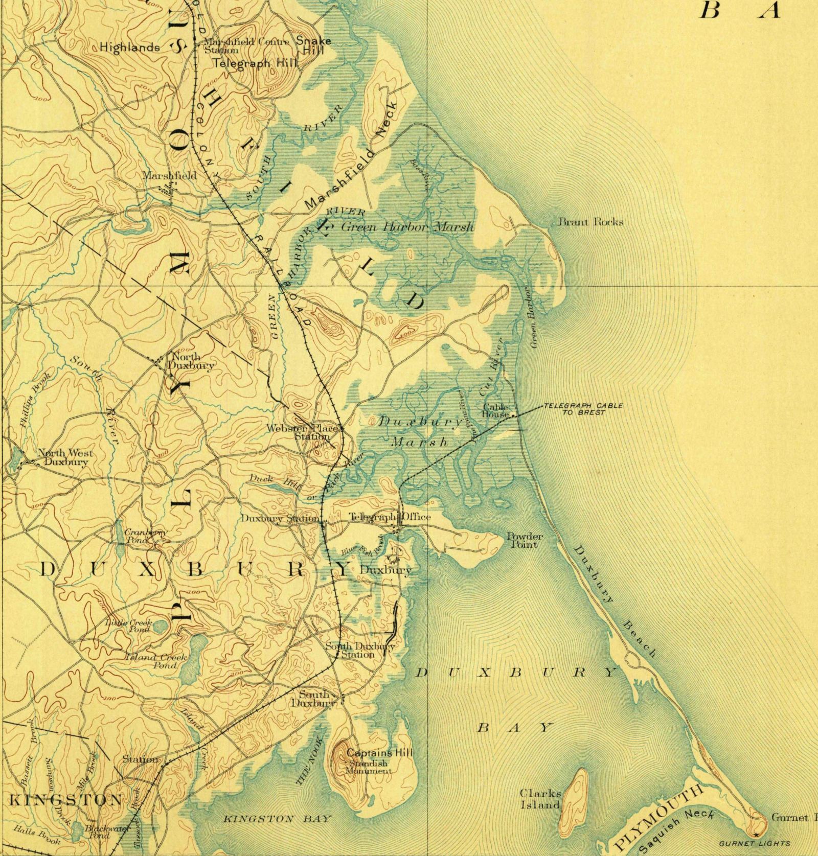 USGS survey map of Duxbury, 1893 edition