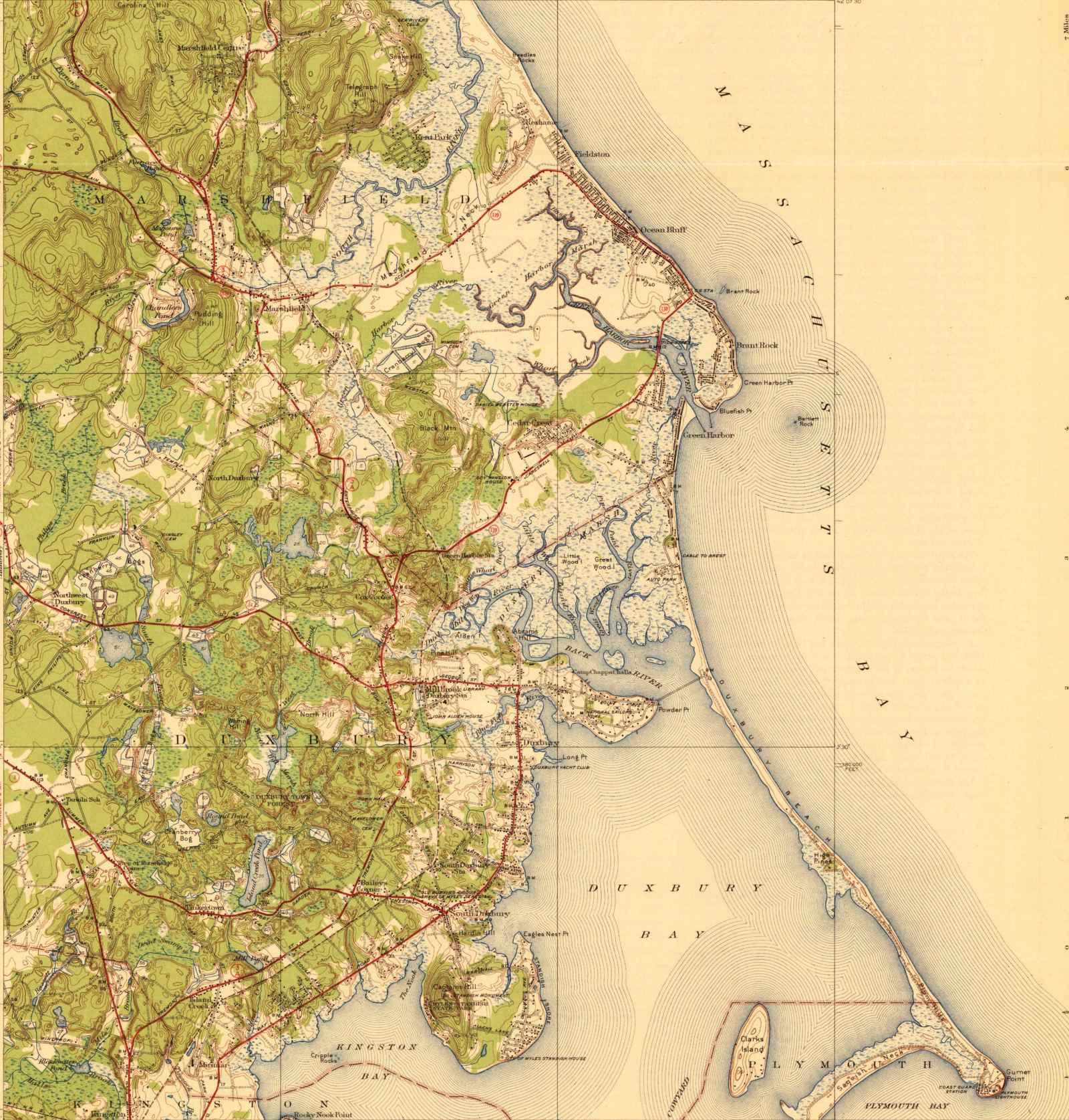 USGS survey map of Duxbury, 1941 edition