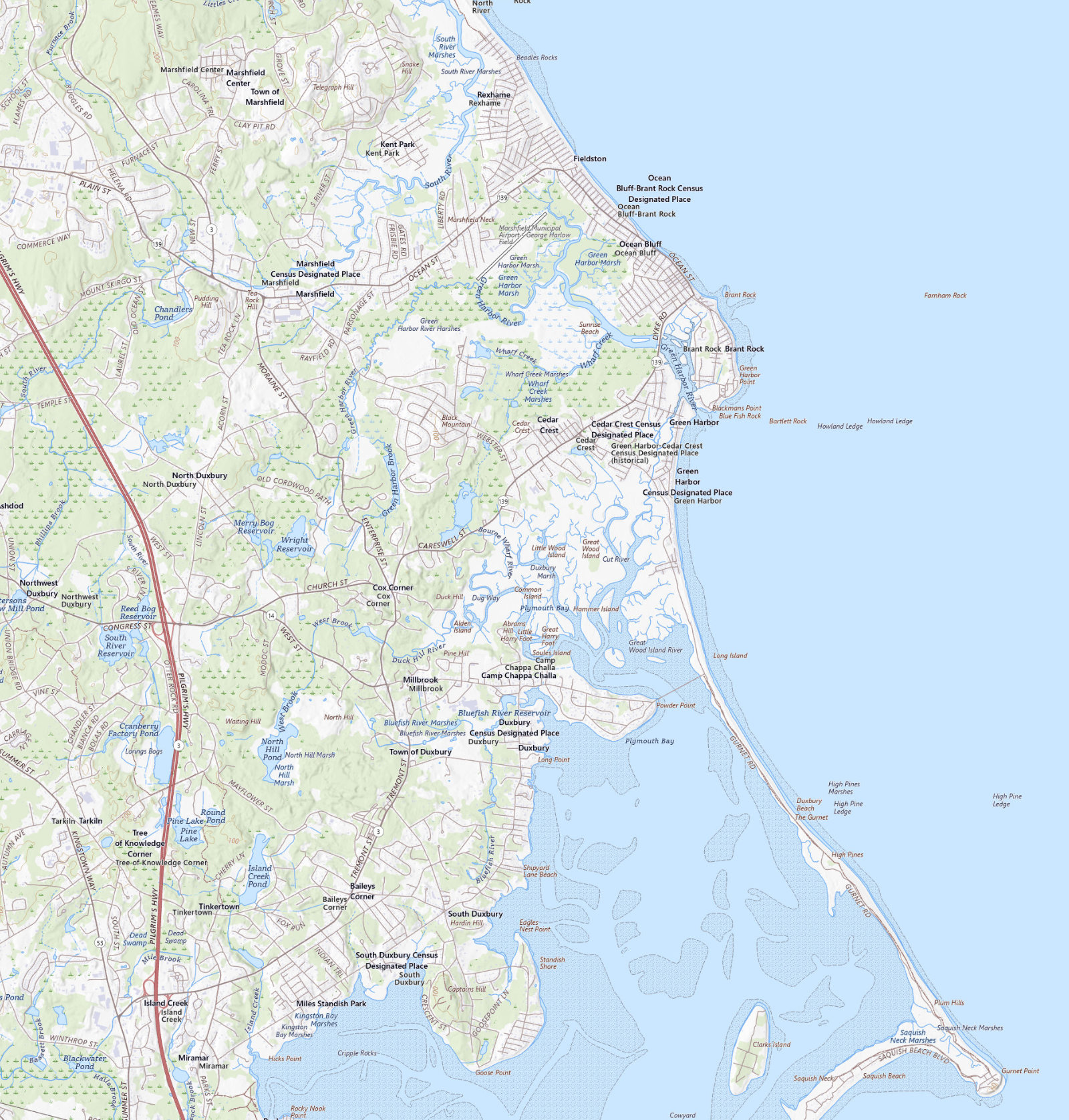 Current USGS topographic map of Duxbury