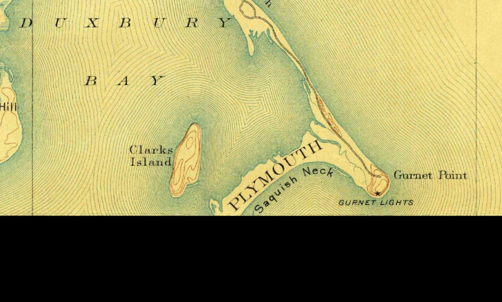 The Gurnet, Saquish Neck, and the tip of Duxbury Beach on the 1893 USGS survey sheet